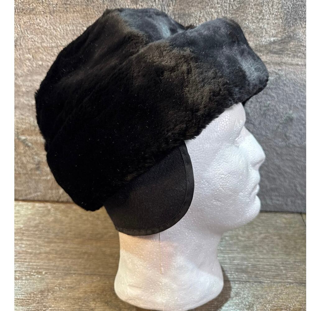 True Vintage x 60s North King Dyed Beaver Fur Diplomat Hat Cossack Cap Large BLK